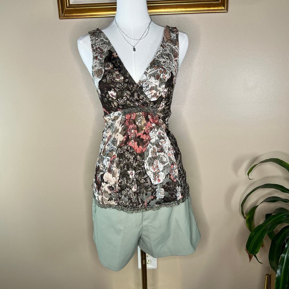 Weston Wear Green Floral Lace Mesh Babydoll Boho